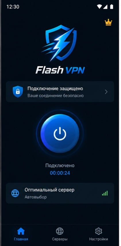 Главный экран приложения FlashVPN